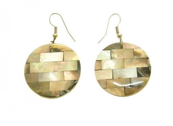 Hdmarketim Sedef El Yapımı Sallantı Tasarım Yuvarlak Küpe - 2