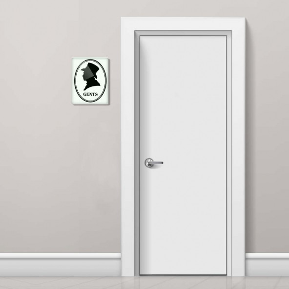 DECORITA Cam Wc Yönlendirme Levhası - 2'li Set Beyaz Retro Ladies - Gents - 21cm x 17cm - 2