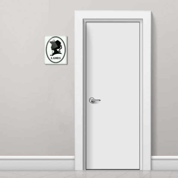 DECORITA Cam Wc Yönlendirme Levhası - 2'li Set Beyaz Retro Ladies - Gents - 21cm x 17cm - 3