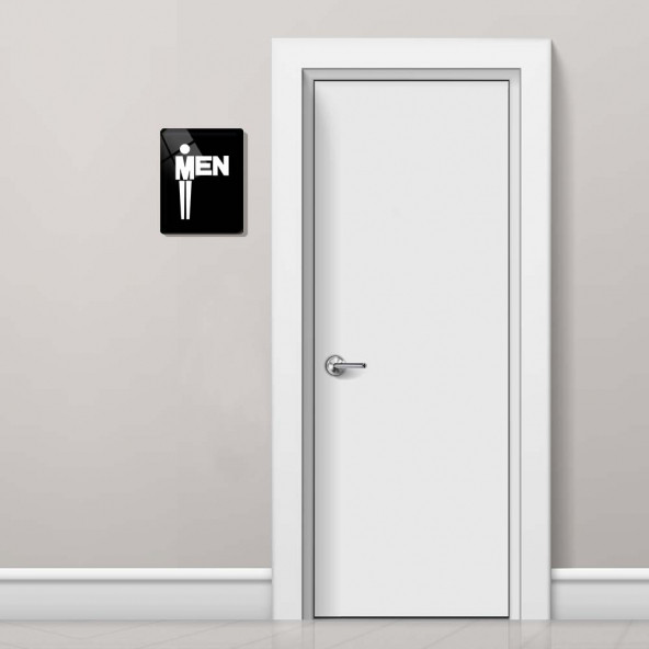 DECORITA Cam Wc Yönlendirme Levhası - 2'li Set Beyaz Siyah Women - Men - 21cm x 17cm - 2