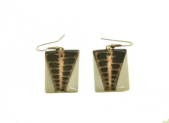 Hdmarketim Sedef El Yapımı Sallantı Tasarım Dikdörtgen Küpe - Resim 2