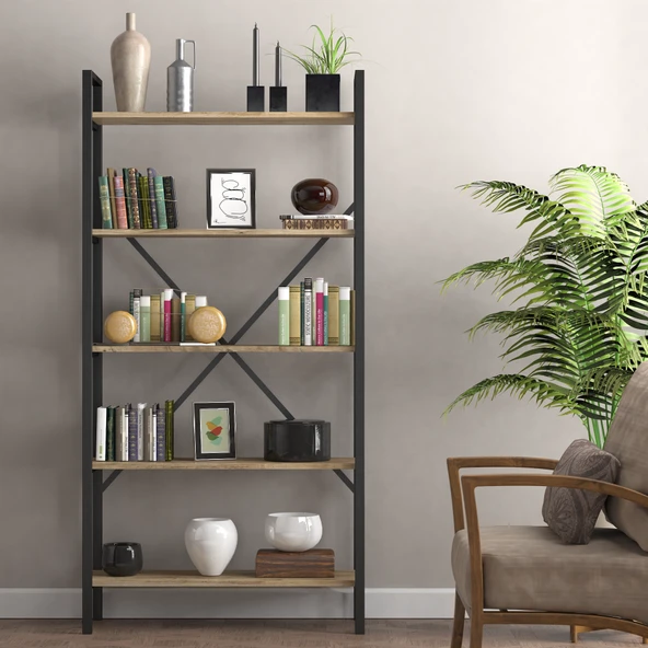 LENDA Avatar 5 Raflı Geniş Metal Kitaplık - 2