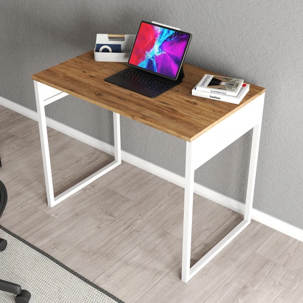 LENDA Destina Metal Ayaklı Çalışma Masası - Atlantik Çam / Beyaz - 3