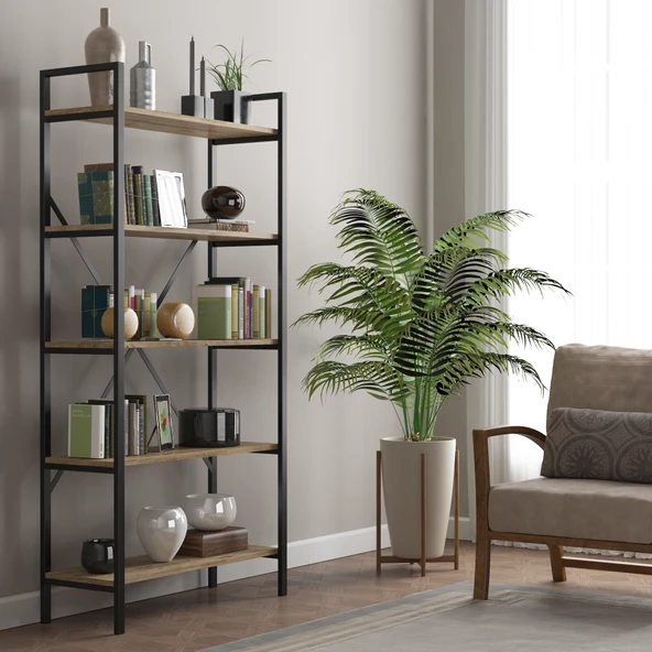 LENDA Avatar 5 Raflı Geniş Metal Kitaplık