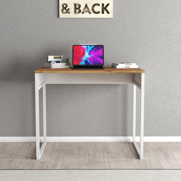 LENDA Destina Metal Ayaklı Çalışma Masası - Atlantik Çam / Beyaz - 2