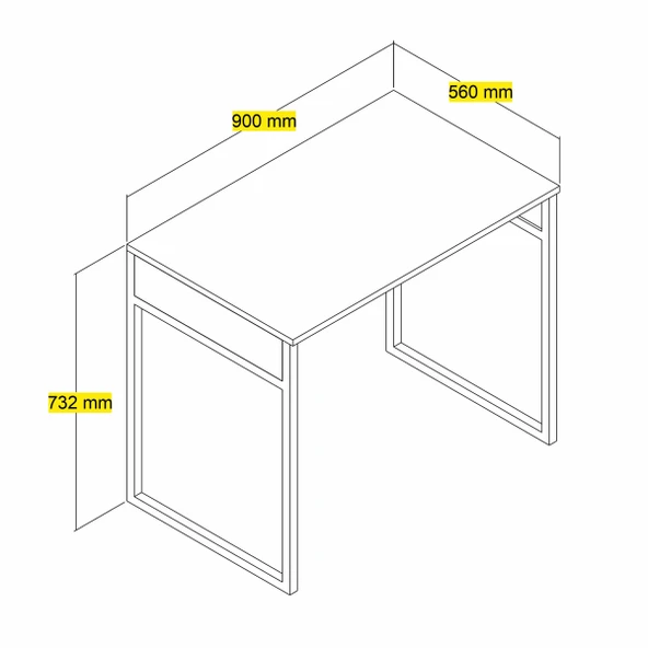 LENDA Destina Metal Ayaklı Çalışma Masası - Atlantik Çam / Beyaz - 5