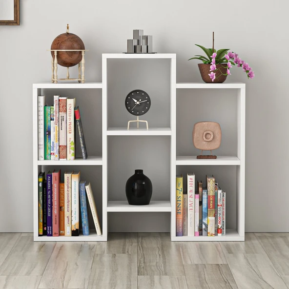 LENDA DORE 6 GÖZLÜ KİTAPLIK BEYAZ - 2