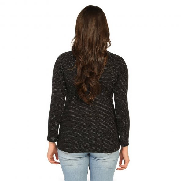 Birse Bayan Önü Baskılı Bluz Siyah 2064 - 4