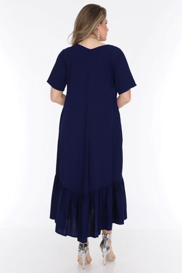 Schık Kadın Büyük Beden Elbise Lacivert 1569 - 5