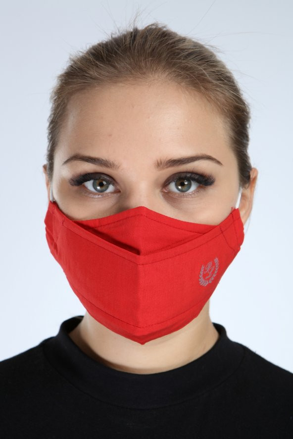 Pianoluce Yıkanabilir 3 Katlı Pamuklu Maske Kırmızı P10002 - 2