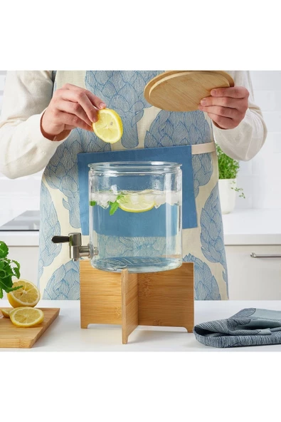 IKEA 365+ Bambu Kapaklı Musluklu Cam Sürahi 4 lt Sebil - 5
