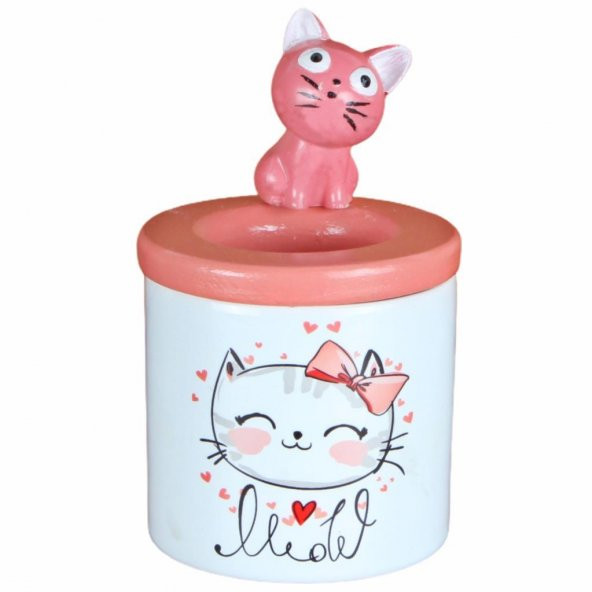 Kedi Kalemlik Sevimli Kedi Biblo Seramik Kalemlik