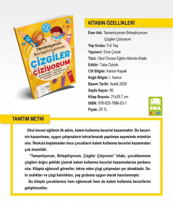 TAMAMLIYORUM BİRLEŞTİRİYORUM ÇİZGİLER ÇİZİYORUM OKUL ÖNCESİ KİTAP - Resim 4