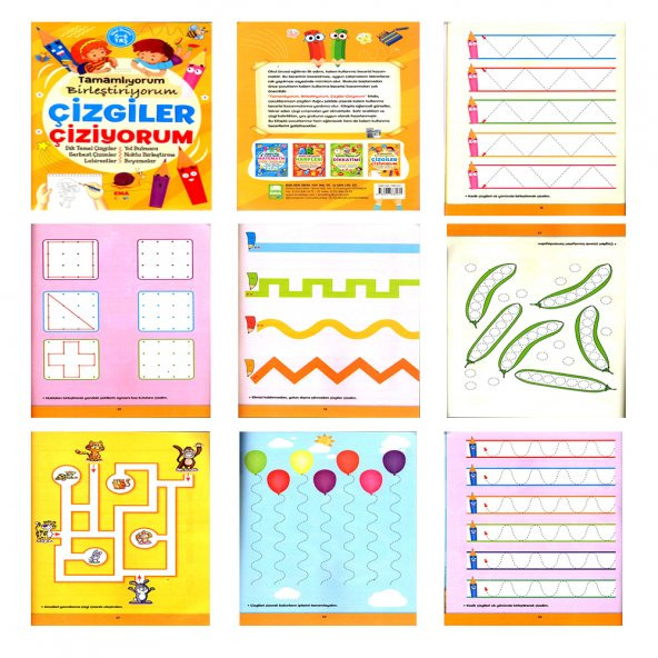 TAMAMLIYORUM BİRLEŞTİRİYORUM ÇİZGİLER ÇİZİYORUM OKUL ÖNCESİ KİTAP - Resim 3