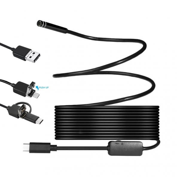 ENDOSKOP Yılan Kamera Android Type-C ve PC Uyumlu 2-5-10 Metre - 1