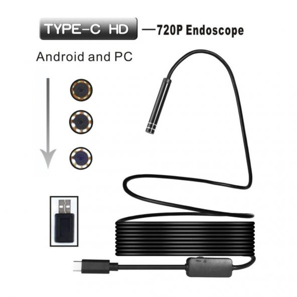 ENDOSKOP Yılan Kamera Android Type-C ve PC Uyumlu 2-5-10 Metre - 9
