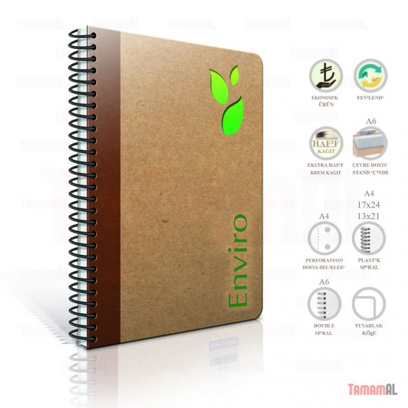 GIPTA ENVIRO 17x24 Extra Hafif Spiralli DEFTER 120 Çizgili Kareli - 3