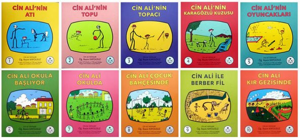 Cin Ali Okuma Hikaye 10 Kitap SETİ 1.sınıf Dik Temel Harfler