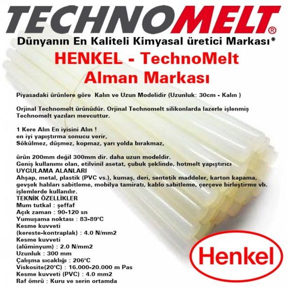 HENKEL (ALMAN MARKASI) TechnoMelt Sıcak Silikon KALIN ŞEFFAF MUM - 4
