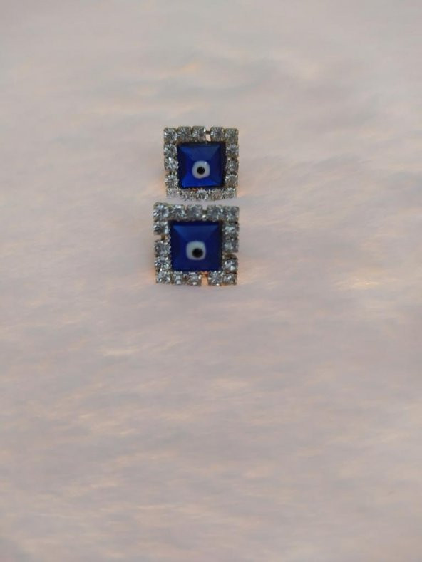 Hdmarketim Nazar boncuklu Swarovski Taşlı Bijuteri Kare Küpe - 3