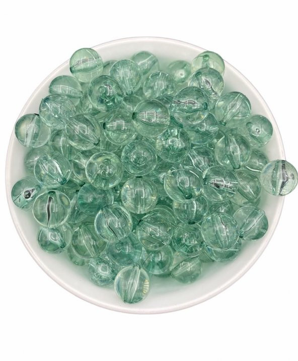 14mm Şeffaf Turkuaz,Su Yeşili Akrilik Boncuk,Çanta Boncuğu (100gr,~60 Adet) - 3