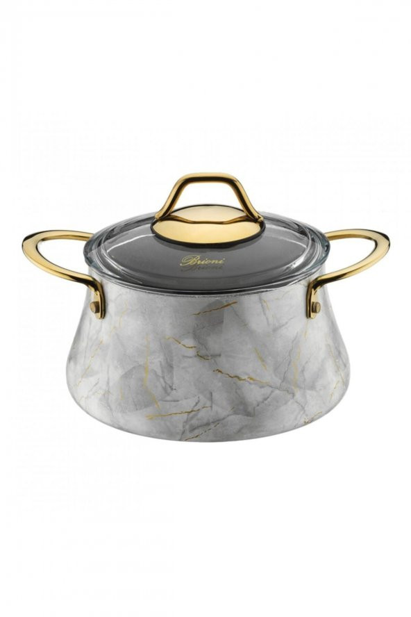 Brioni Marble 7 Parça Tencere Seti Beyaz - 3