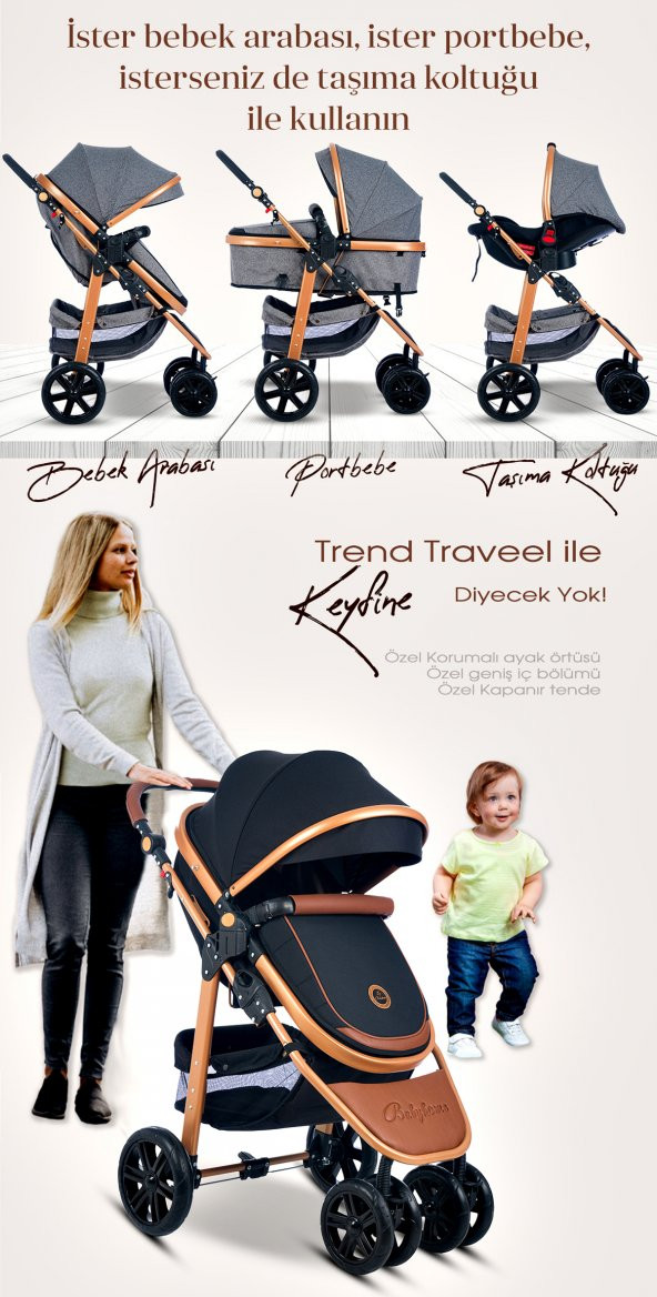 Baby Home 935 Travel Sistem Bebek Arabası 505 Maya Anne Yanı Sepet Beşik Yenidoğan 7in1 Set - 12