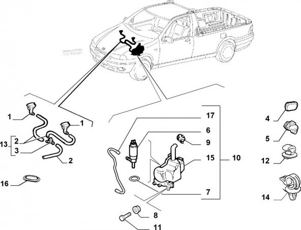 Fiat Punto  Silecek Fıskiye Memesi Ön  ( 1995- 2003 ) - 4