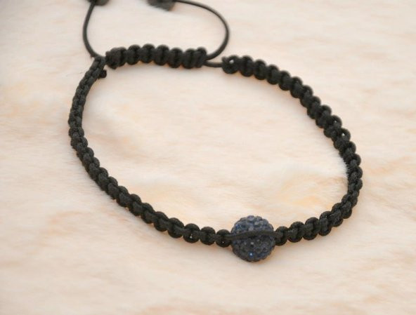 Hdmarketim Siyah Swarovski Taşlı Ayarlanabilir Örgü Siyah İp Bileklik ürün görseli