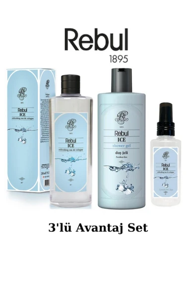 Rebul ICE Edc 250ml Kolonya + 500ml Duş Jeli + 125ml Edc Kolonya 3'lü Avantaj Set