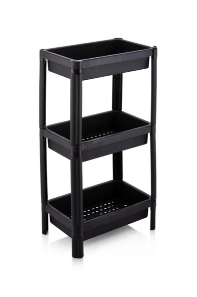 Sev Plastik 3 Katlı Organizer Diktördgen Raf Ünitesi Siyah - 2