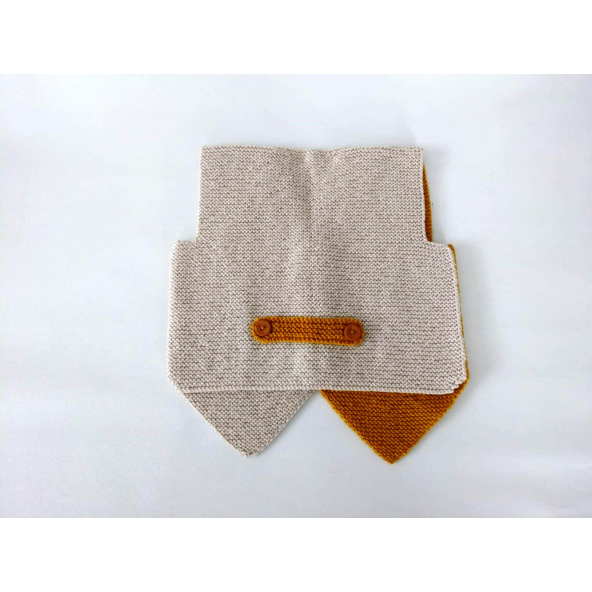 Yün El Örgüsü Hırka 2-3 yaş, Boy:33cm En:30cm Bej-Sarı Renk - 2