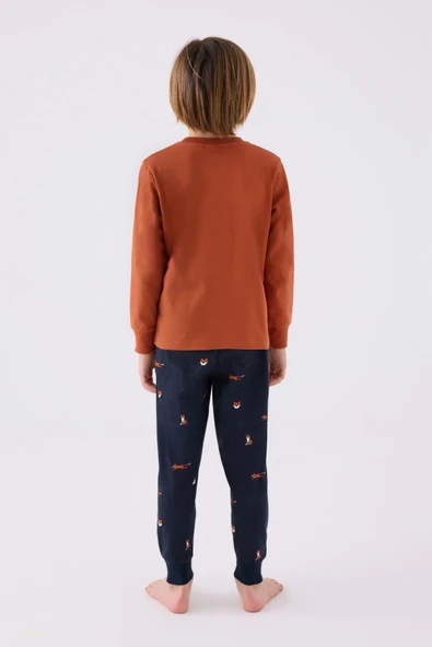 Roly Poly 3433 Wıld Erkek Çocuk Açık Tarçın Uzun Kol Pijama Takım - 4
