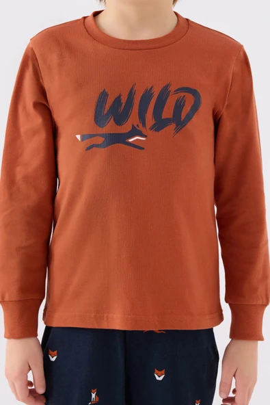 Roly Poly 3433 Wıld Erkek Çocuk Açık Tarçın Uzun Kol Pijama Takım - 3