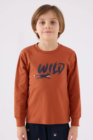 Roly Poly 3433 Wıld Erkek Çocuk Açık Tarçın Uzun Kol Pijama Takım - 2