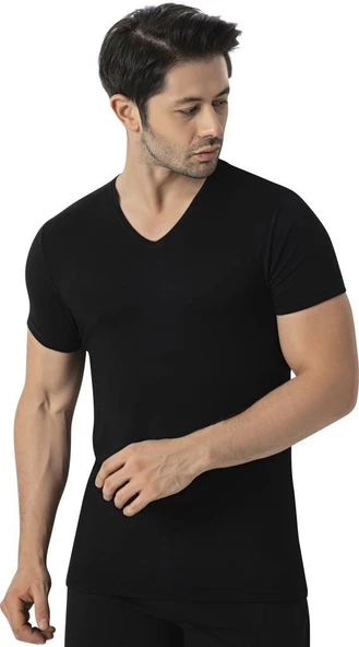 Lüx Drm Erkek Bambu Kısa Kollu V Yaka Fanila Atlet 3905 - 2