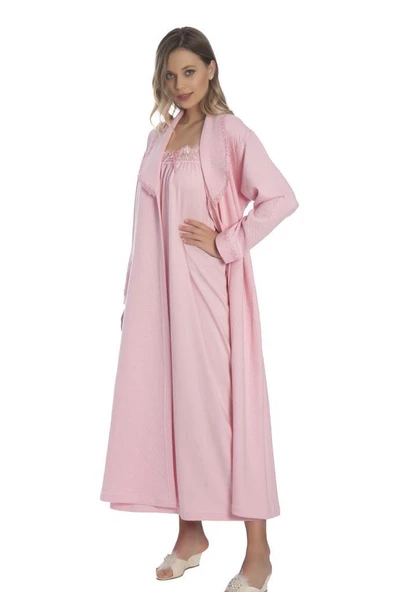 Akala-Dy (2 li) Jakar Desenli Anne Penye Sabahlık ve Gecelik 9017 - 3