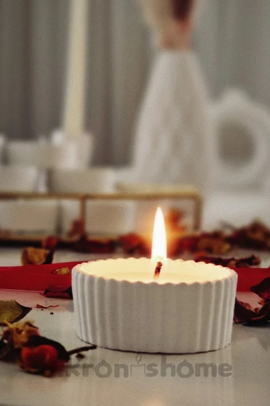 İkili Dekoratif Kase İçinde Vanilya Kokulu Mum - 4