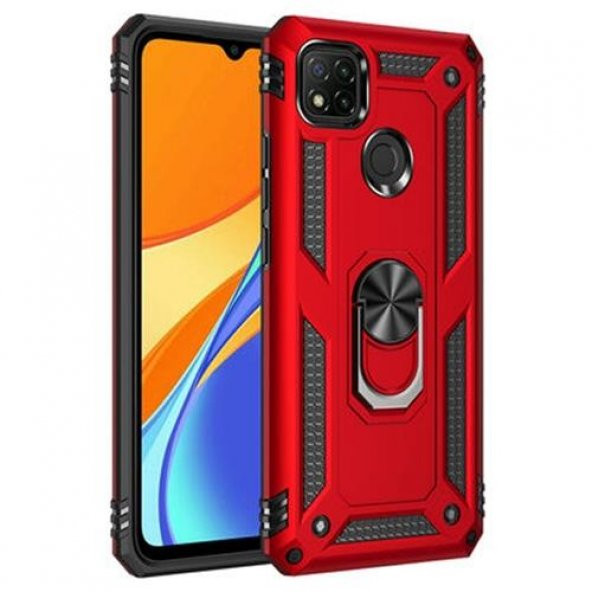 Xiaomi Redmi 9C Kılıf Yüzüklü Standlı Manyetikli Armor Zırh Kılıf - 4