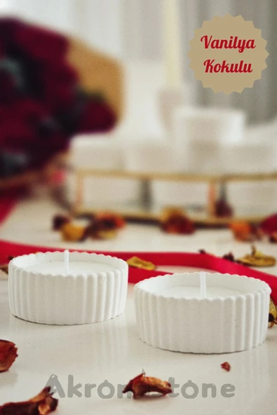 İkili Dekoratif Kase İçinde Vanilya Kokulu Mum