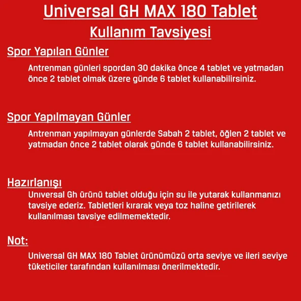Universal Classic Series Gh Max Superior Gh Optimization 180 Tablet 90 Servis Arginine Ornithine - Resim 3