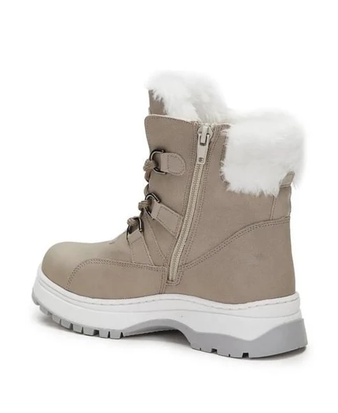 Vicco Alexis Hafif Unisex Bej Fermuarlı Kürklü Kışlık Çocuk Botu - Resim 3