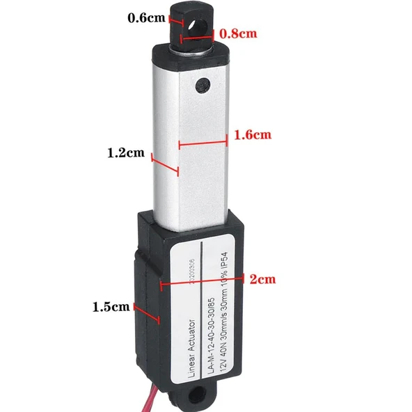Alüminyum 40N 30mm/s 30mm Açılır Uzunluk 12V Dc Mini Lineer Motor - Resim 3