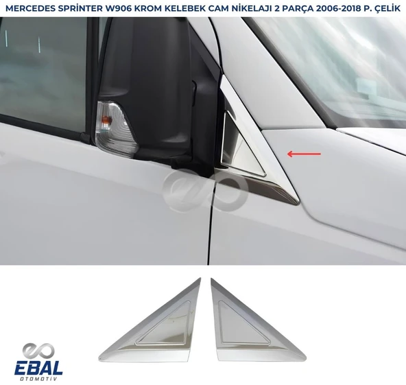 Mercedes Sprinter W906 Krom Kelebek Cam Nikelajı 2 Parça 2006-2018 Arası Paslanmaz Çelik - 1