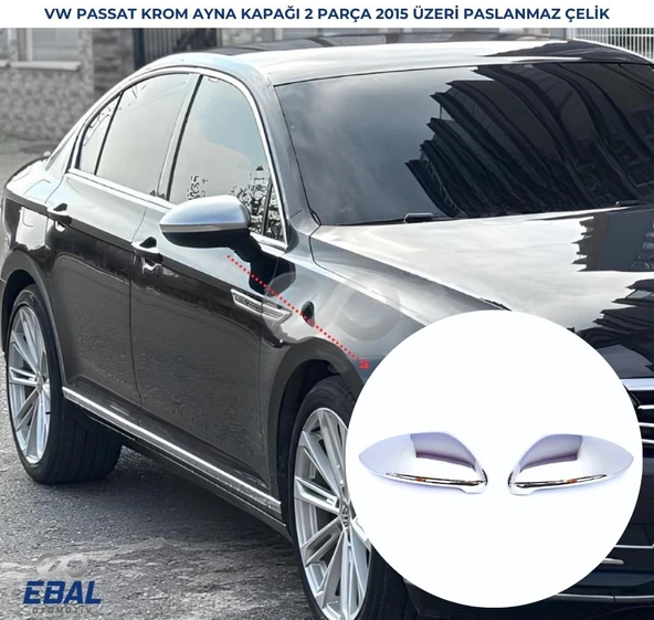 Vw Passat B8.5 Paslanmaz Krom Ayna Kapağı 2 Parça 2019 ve Üzeri