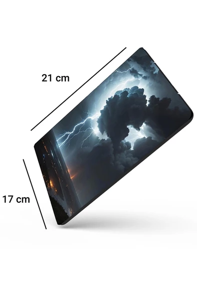 SonicTouch Göklerin Ay Yıldızı Şimşek Temalı Kaydırmaz Gaming Oyuncu Dikişsiz Mouse Pad 17x21cm - 2