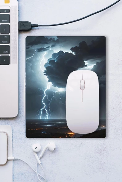 SonicTouch Göklerin Ay Yıldızı Şimşek Temalı Kaydırmaz Gaming Oyuncu Dikişsiz Mouse Pad 17x21cm - 3