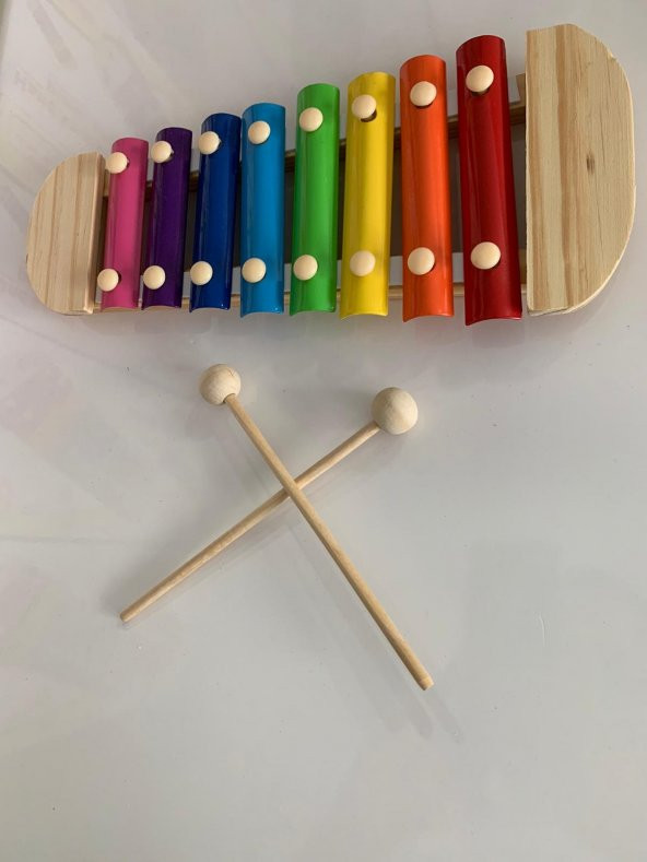 Hamaha Büyük Boy Ahşap Ksilofon 8 Nota 8 Ton 25 cm 8 Tuşlu Sesli Selefon Oyuncak - 2