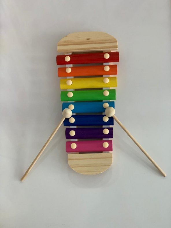 Hamaha Büyük Boy Ahşap Ksilofon 8 Nota 8 Ton 25 cm 8 Tuşlu Sesli Selefon Oyuncak - 7