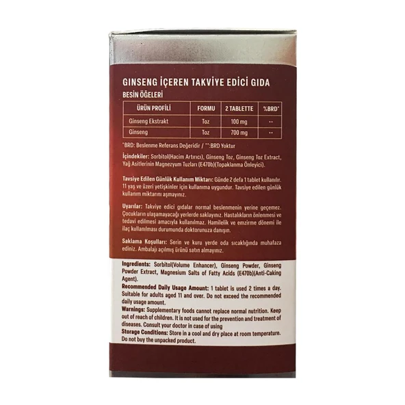 Alftamin Ginseng İçeren Takviye Edici Gıda 1000 mg 60 Tablet - 5